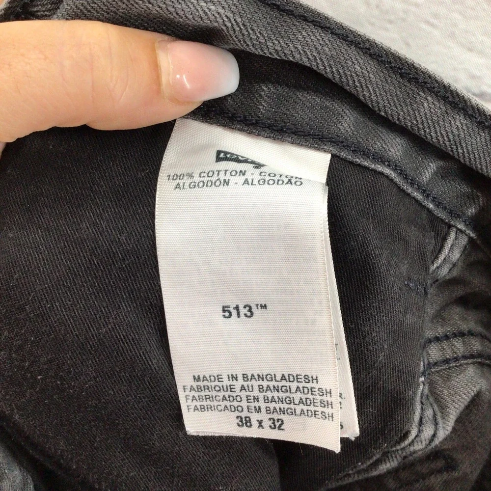 Levis 513 Black Jeans Mens‎ Sz 38X32 Flaws